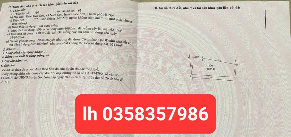 Bán đất 2038m² ngang 60m giá 20 tỷ Xã Trung Giã