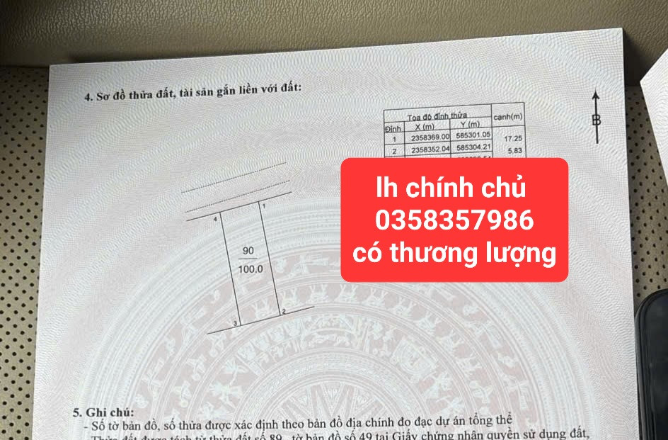 Bán đất 100m² ngang 5.82m giá 1.8 tỷ Xã Trung Giã