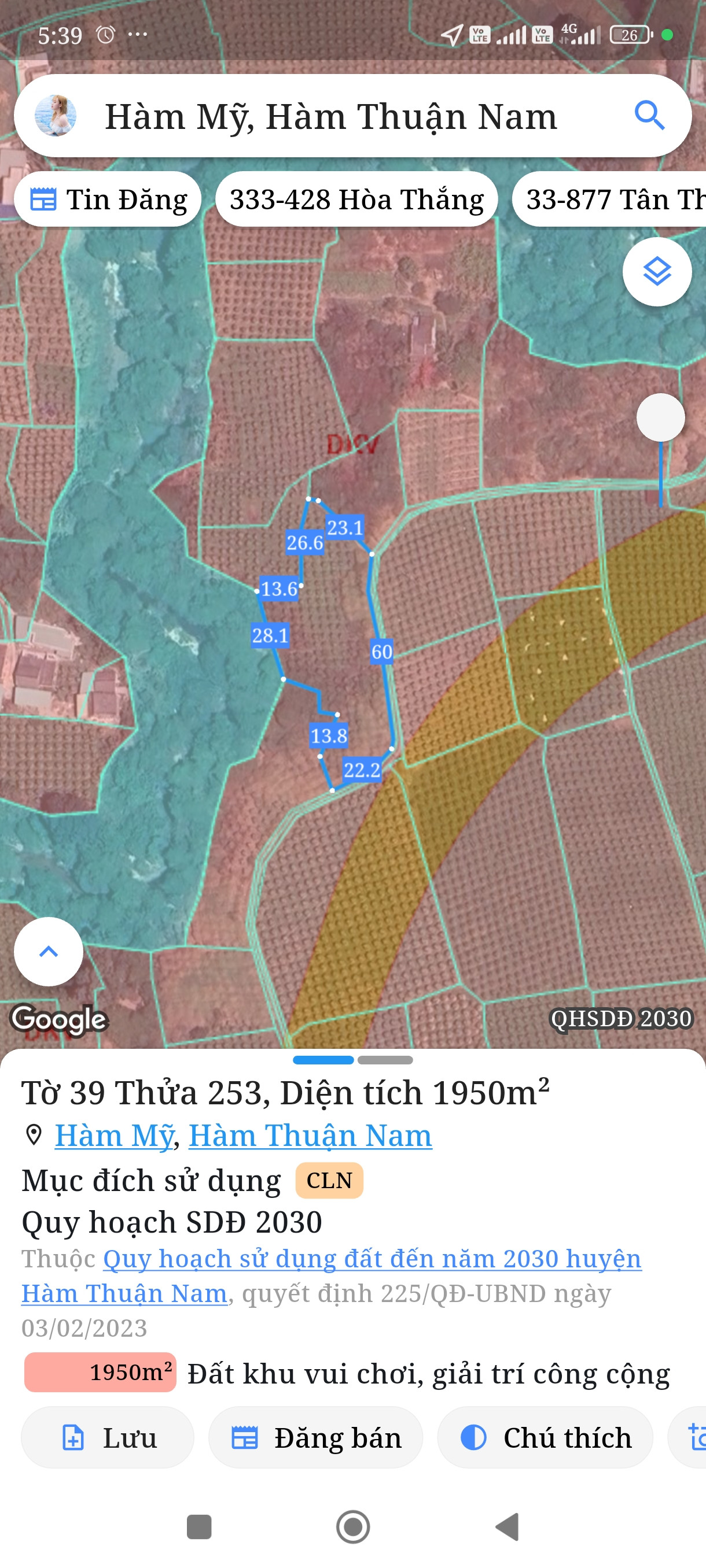 Bán đất 1952m² ngang 60m giá 1.2 tỷ Xã Tuyên Quang