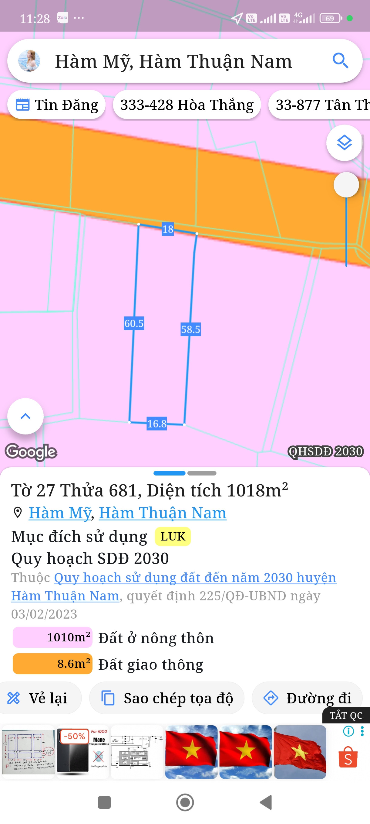 Bán đất 1018,1m² ngang 18m giá 950 triệu tại Xã Tuyên Quang