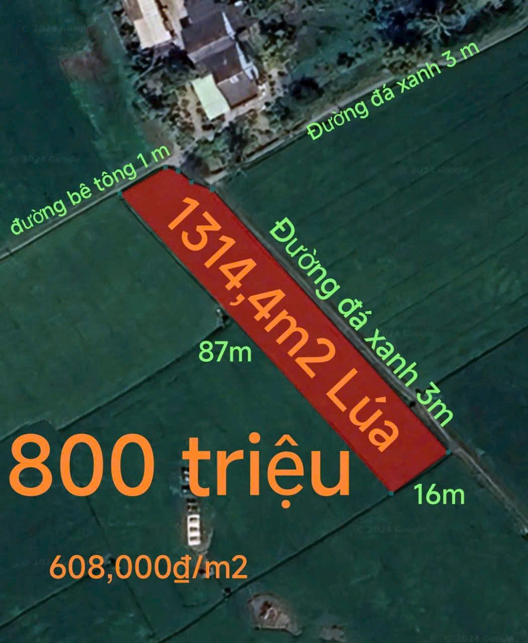 Bán đất 1314,4m² ngang 87m giá 800 triệu Xã Vàm Cỏ