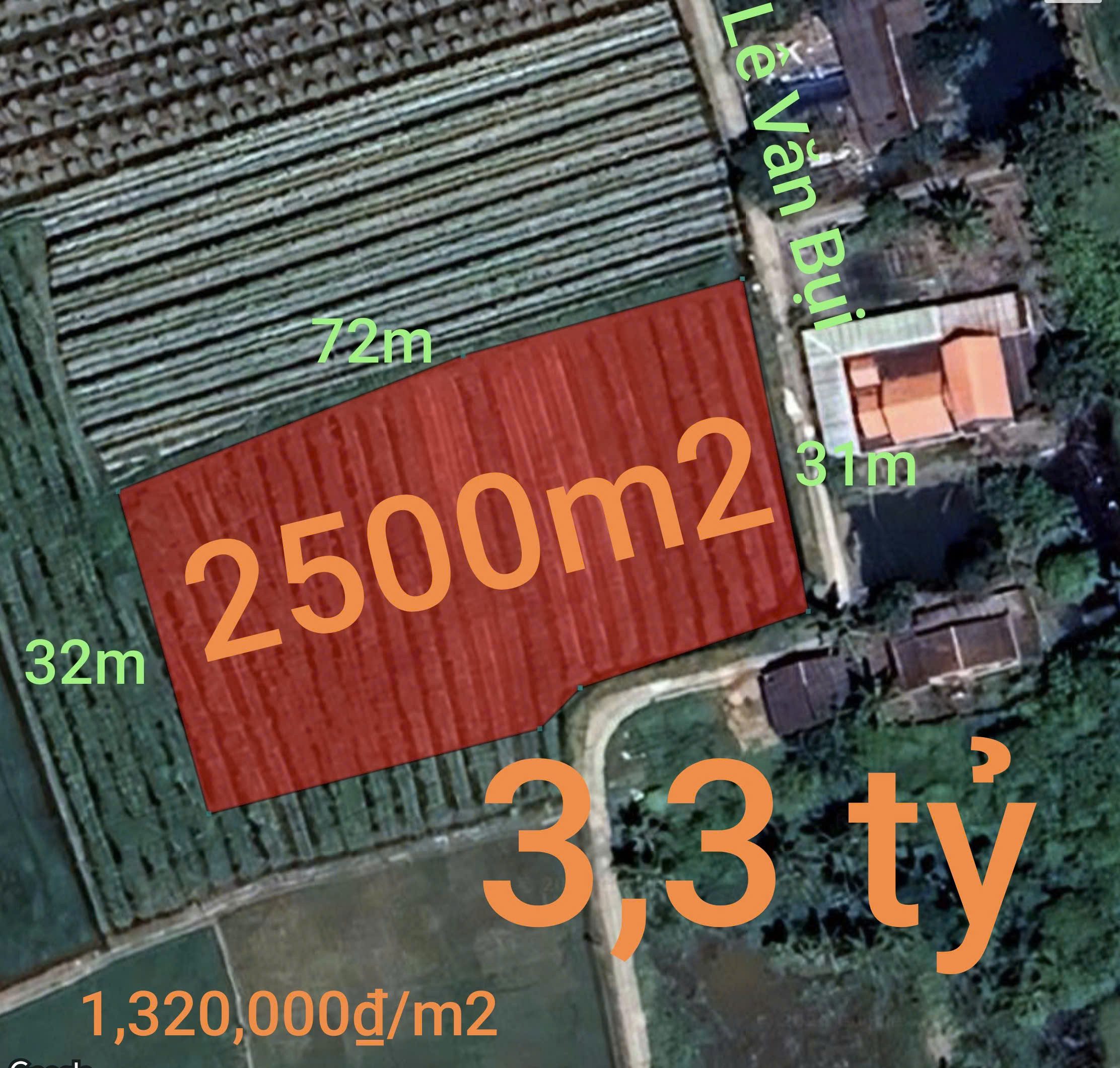 Bán đất 2500m² ngang 31m giá 3.3 tỷ tại Xã Vàm Cỏ
