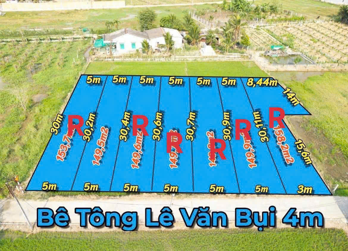 Bán đất 149,5m² full thổ cư ngang 5m giá 650 triệu tại Xã Vàm Cỏ