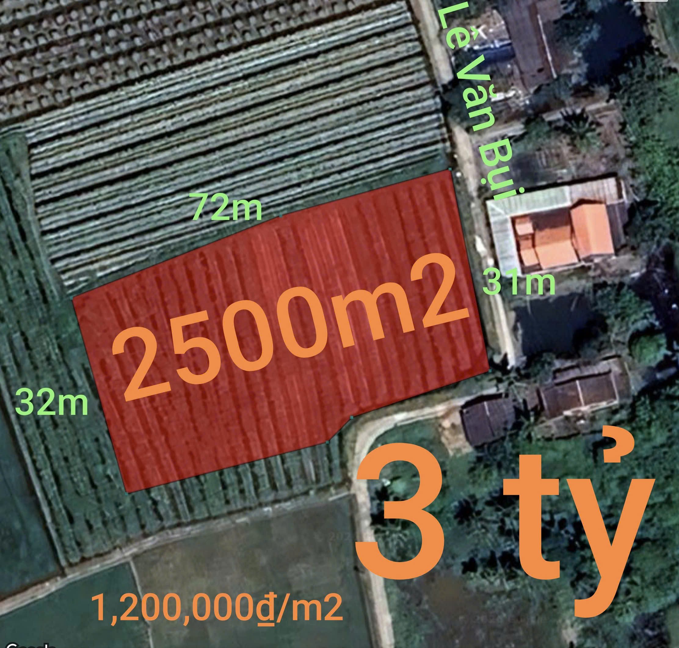 Bán đất 2500m² ngang 31m giá 3.3 tỷ tại Xã Vàm Cỏ