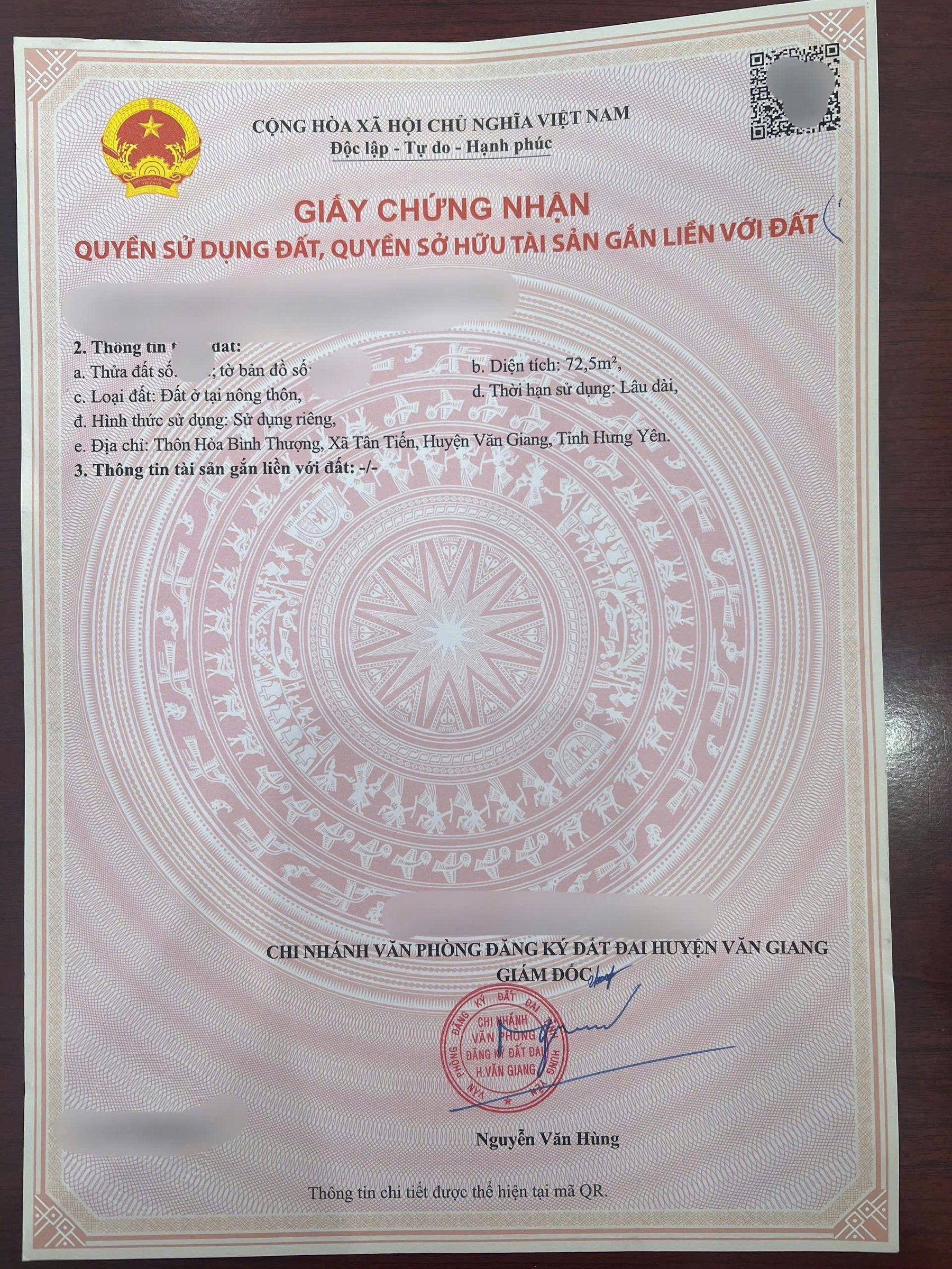 Bán đất 72,5m² full thổ cư ngang 7,1m giá 3.4 tỷ tại Xã Văn Giang