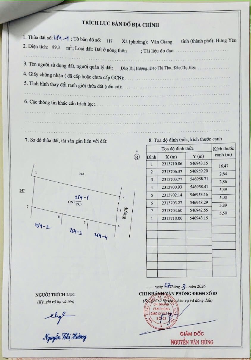 Bán đất 89,3m² full thổ cư ngang 5,5m giá 4.2 tỷ tại Xã Văn Giang