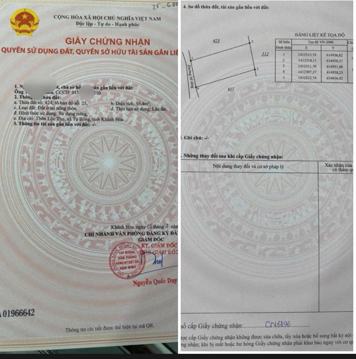 Đất nền tu bông vạn ninh giá chỉ 16,5tr/m2