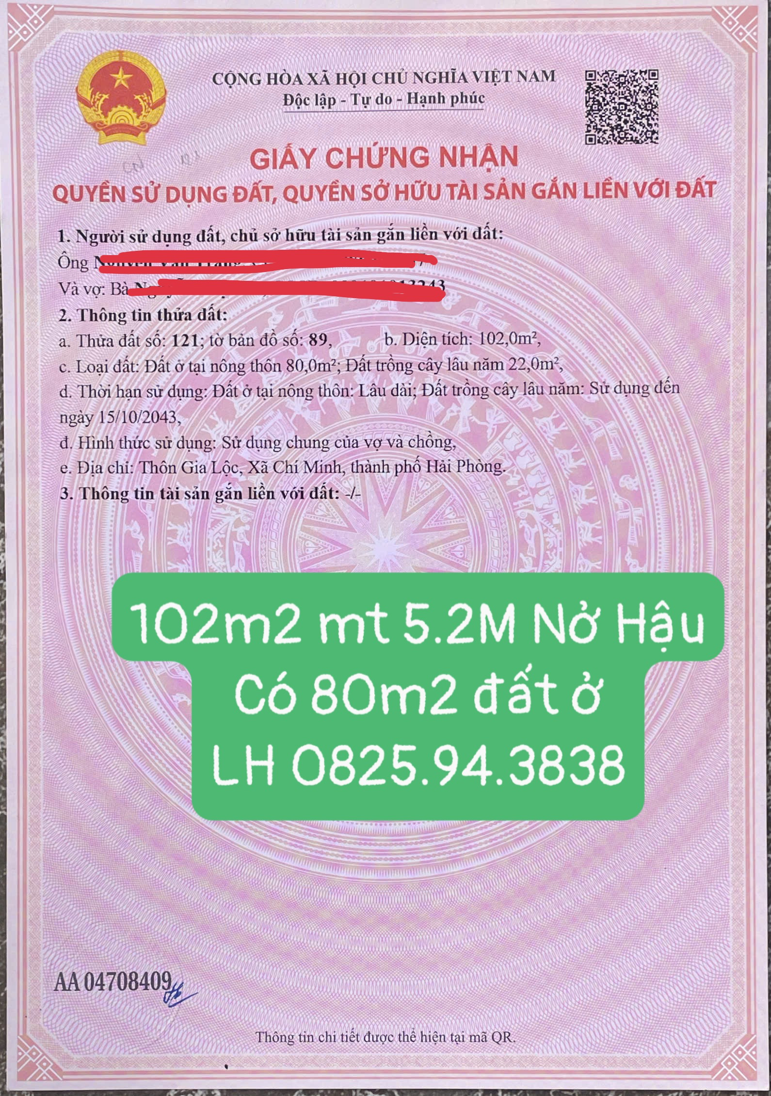 BÁN GẤP LÔ ĐẤT ĐẸP – GIÁ TỐT TẠI VĂN TỐ! Chỉ 950tr