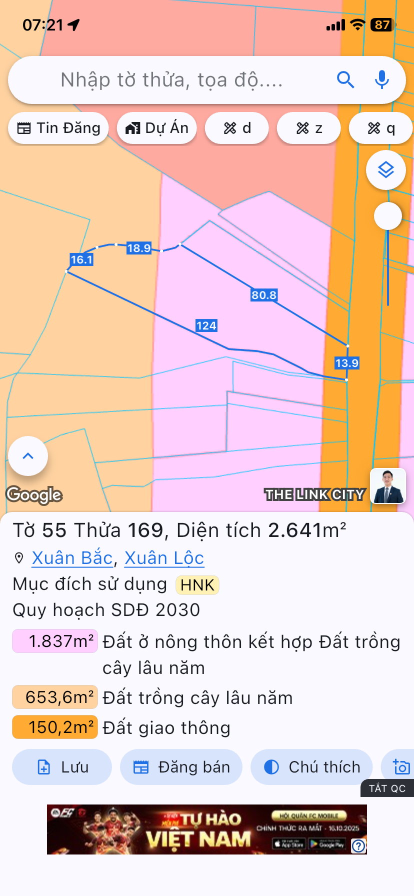 Bán đất 3000m² ngang 13m giá 3 tỷ Xã Xuân Bắc