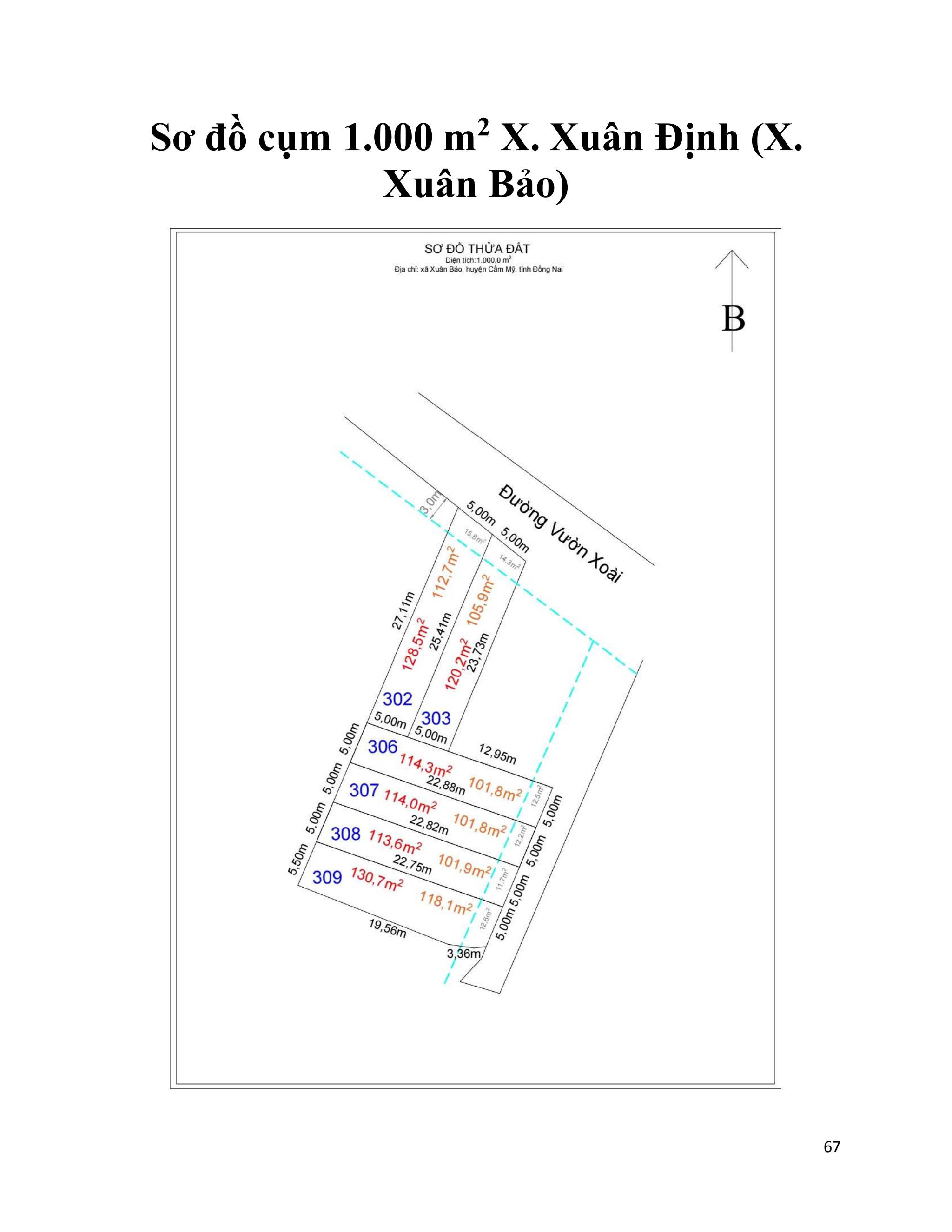 5. Cụm 1.000 m2 X. Xuân Định (X. Xuân Bảo)
Vị trí đất: Link
 THÔNG TIN LÔ ĐẤT 
• Hướng: Đông, Bắc.
• Khu dân cư: Hiện hữu, đông đúc.