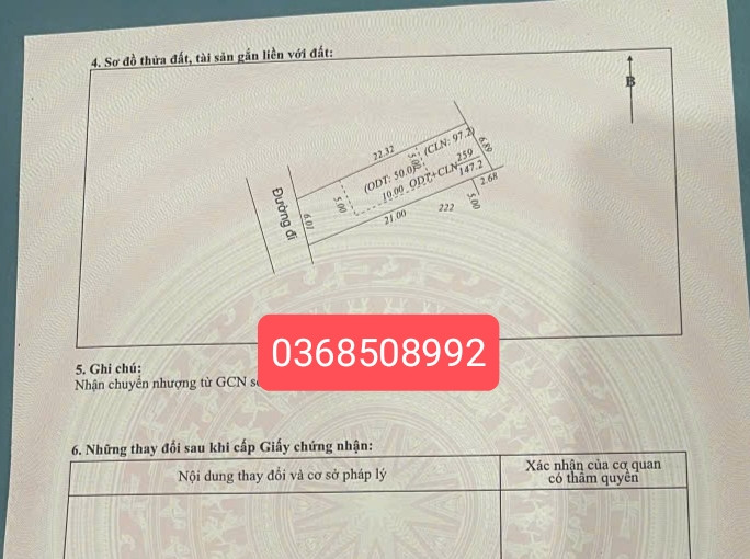 Bán đất 147m² ngang 6m giá 820 triệu Xã Xuân Cẩm