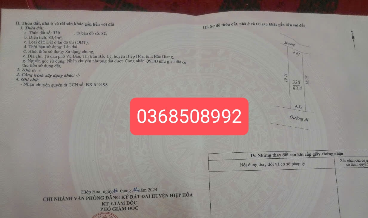 Bán đất 83m² ngang 4,5m giá 850 triệu Xã Xuân Cẩm