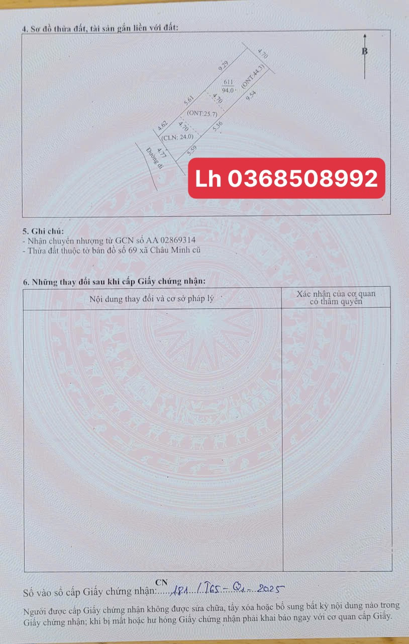 Bán đất 94m² ngang 4,77m giá 1.7 tỷ Xã Xuân Cẩm