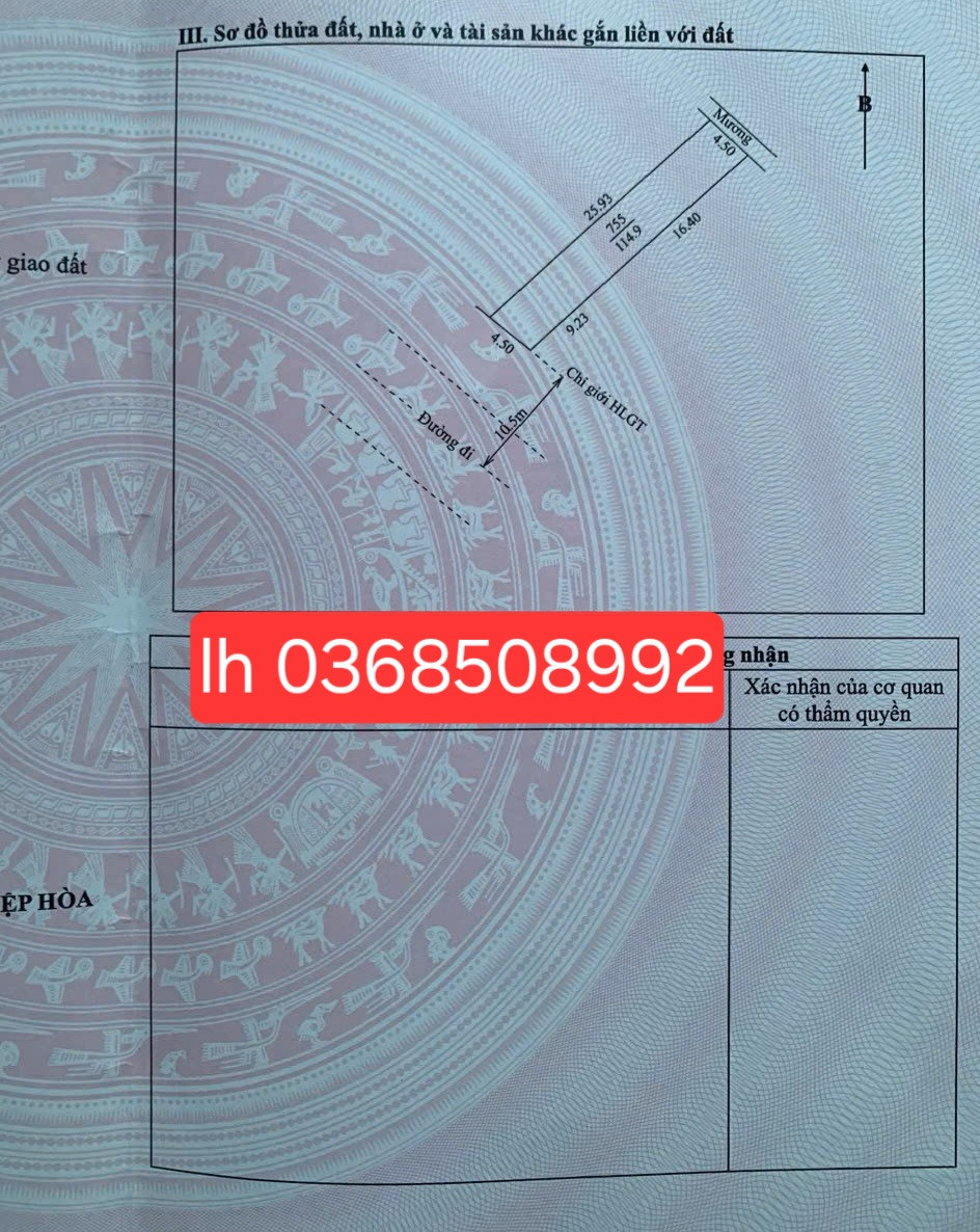 Bán đất 114,9m² ngang 4,5m giá 1.65 tỷ Xã Xuân Cẩm