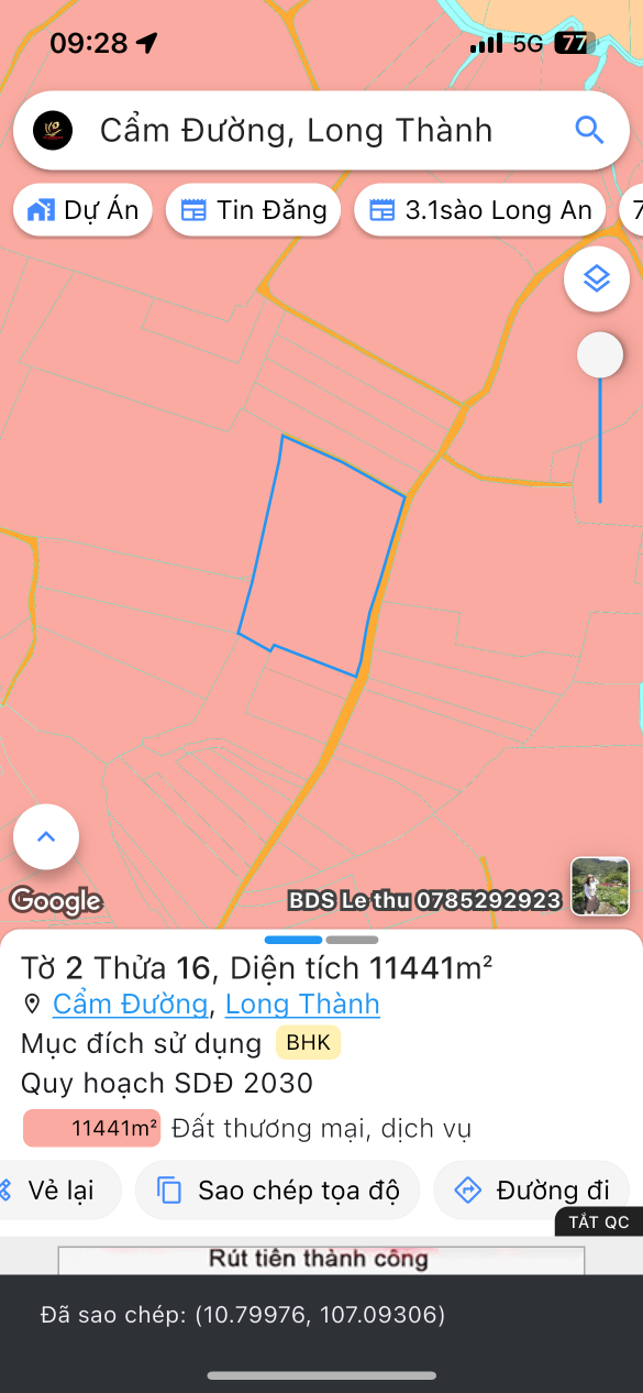 Bán đất 36000m² ngang 120m giá 72 tỷ Xã Xuân Đường