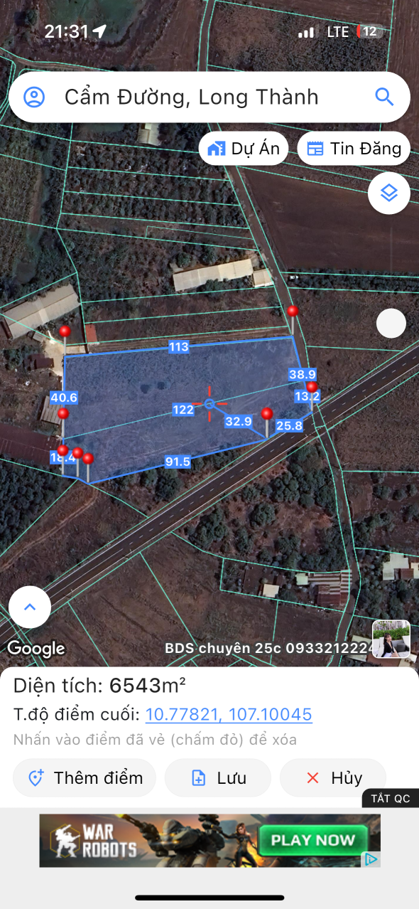Bán đất 6543m² ngang 38m giá 32 tỷ Xã Xuân Đường