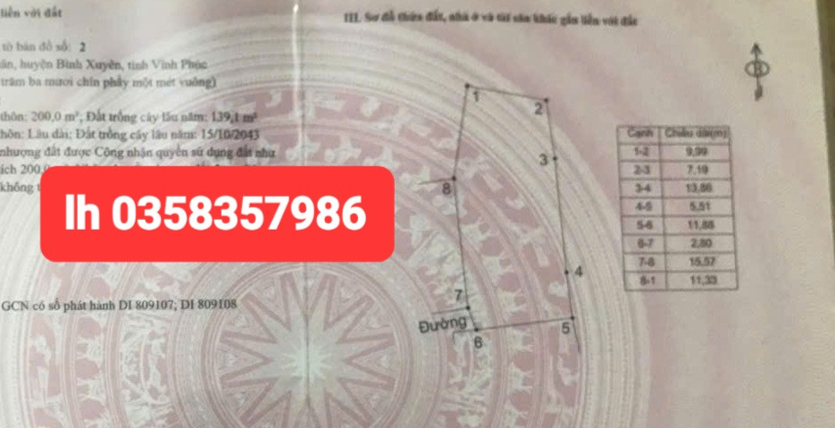 Bán đất 339.1m² ngang 11.86m giá 4.68 tỷ Xã Xuân Lãng