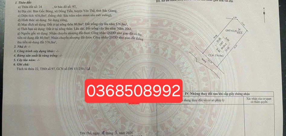 Bán đất 656m² ngang 15,7m giá 5.7 tỷ Xã Xuân Lương