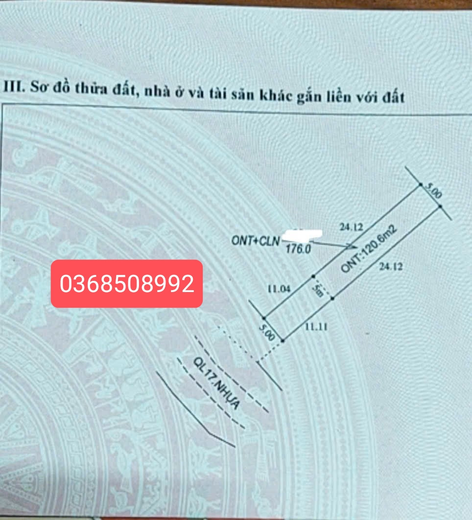 Bán đất 120,6m² ngang 5m giá 1.38 tỷ Xã Xuân Lương
