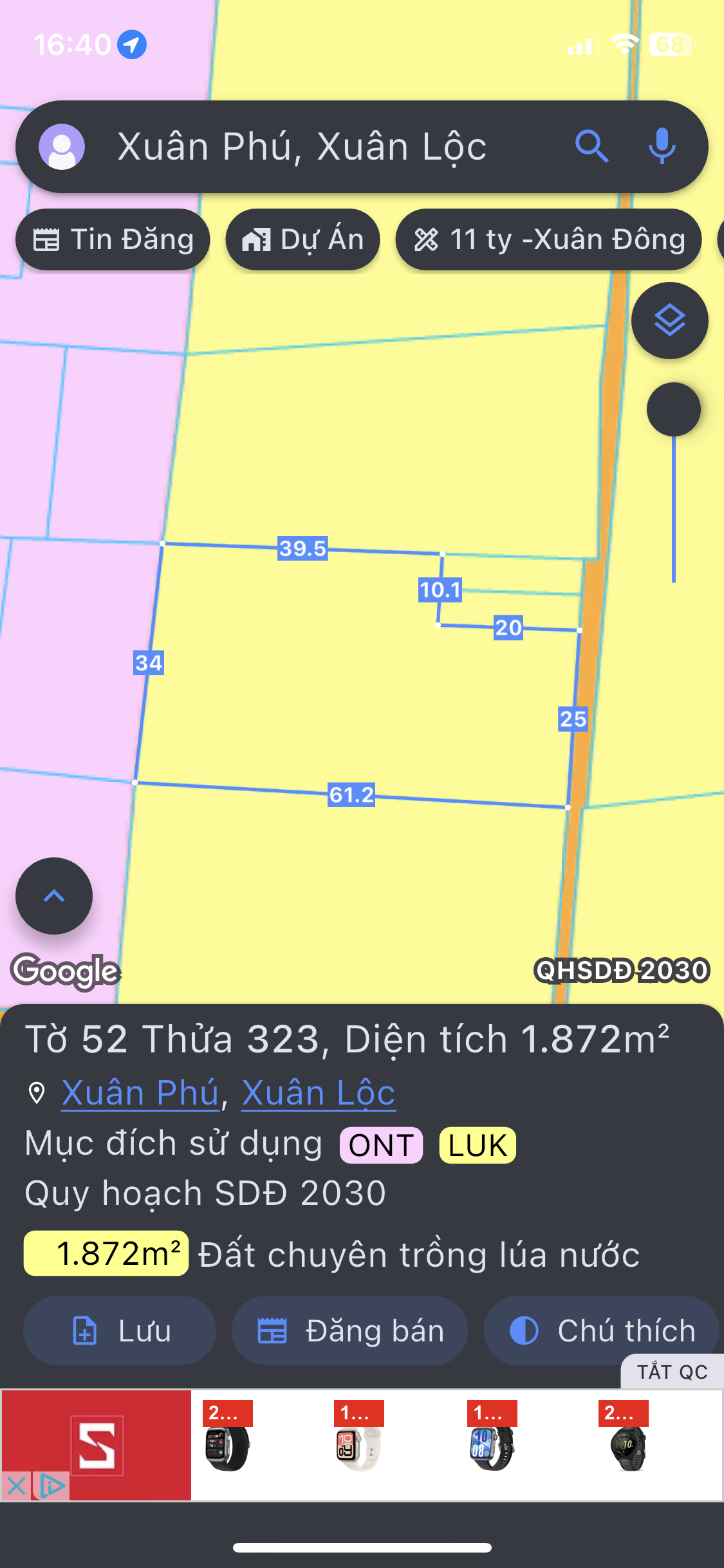 1871m2 đất lúa sẵn 100tc  khu dân cư xung quanh cách ql1a khoảng 500m