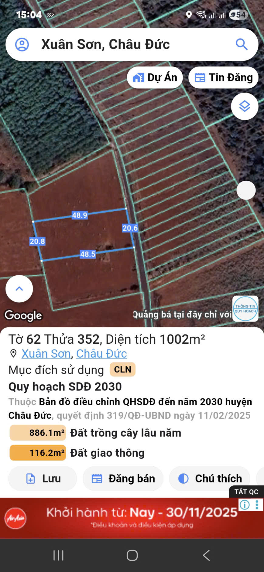 Bán đất 1002m² ngang 20m giá 850 triệu Xã Xuân Sơn