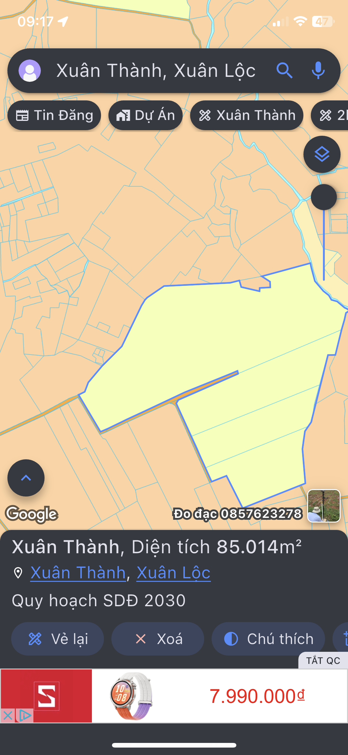 Bán Đất 85000m² giá 25.5 tỷ tại Xã Xuân Thành Đồng Nai