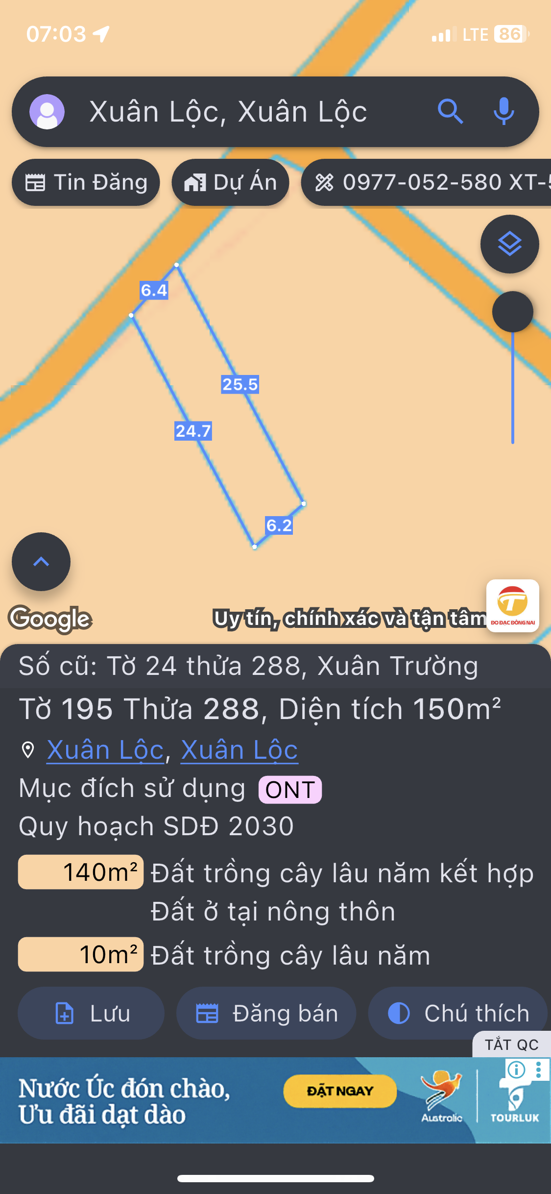 Chủ gửi bán lô đất tại phường xuân lộc-TP đồng nai