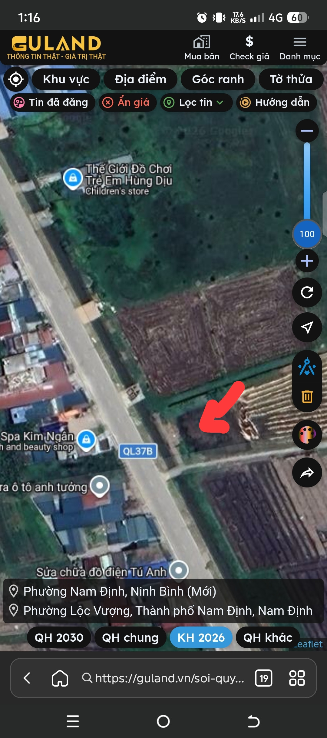 🔥 BÁN ĐẤT MẶT TIỀN QL37B – THÔN TÂM BÌNH, XÃ YÊN CƯỜNG 🔥
📍 Vị trí đẹp mặt Quốc lộ 37B, giao thông thuận tiện.
✅ Diện tích: 136m² thổ cư 100%
✅ Mặt tiền rộng: 9,1m
✅ Sổ đỏ chính chủ, pháp lý rõ ràng
✅ Đất vuông vắn, thích hợp xây nhà ở, kinh doanh, mở