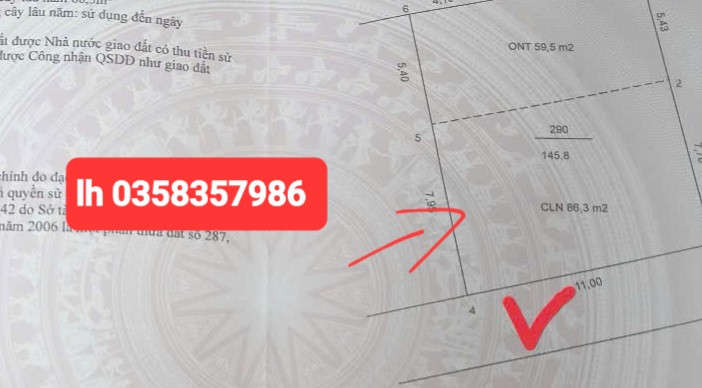 Bán đất 145.8m² ngang 11m giá 3.65 tỷ Xã Yên Lãng