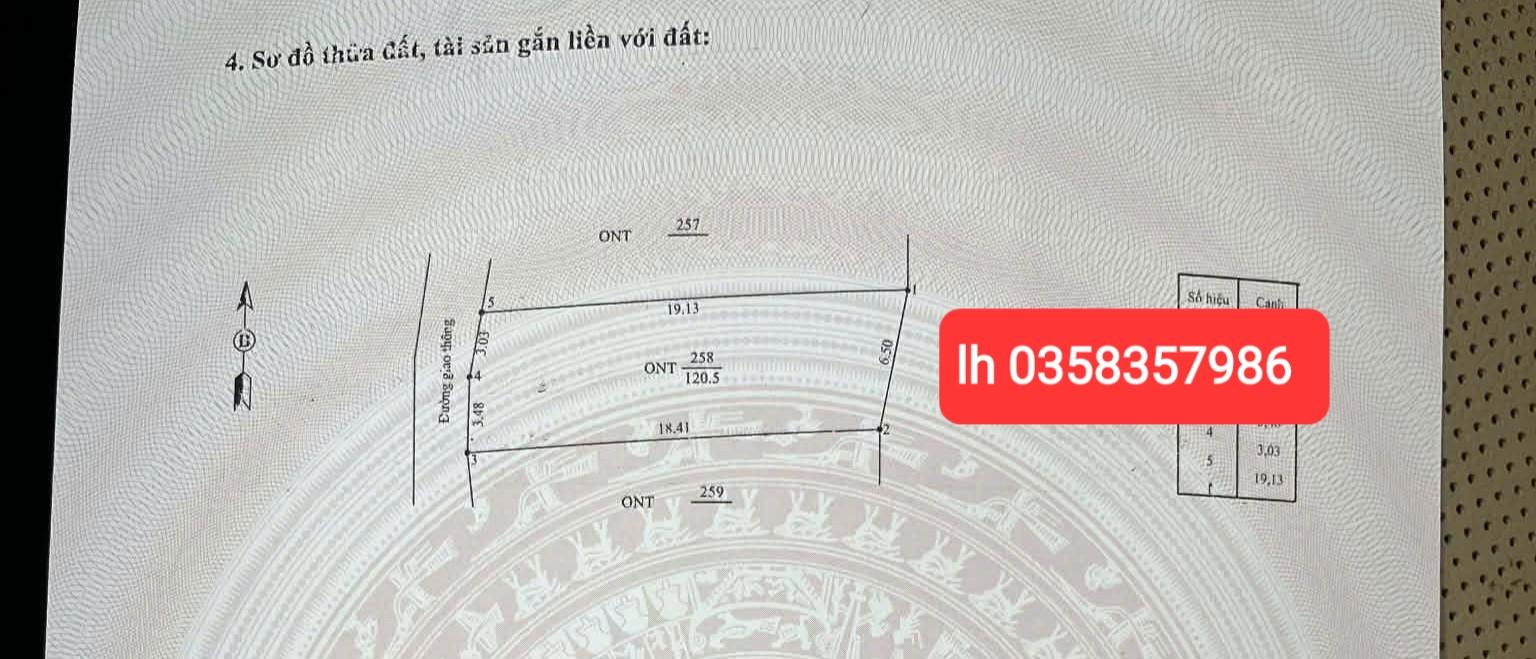 Bán đất 120.5m² full thổ cư ngang 6.5m giá 380 triệu tại Xã Yên Ninh