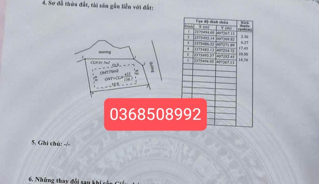 Bán đất 156,7m² ngang 10,5m giá 430 triệu Xã Yên Thế