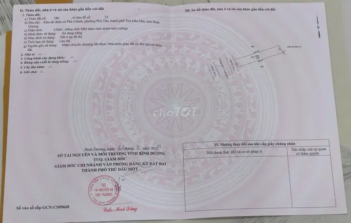 Mặt tiền đường 71,TDC Phú Chánh C, Phú Tân, TDM - 150m2 thổ cư