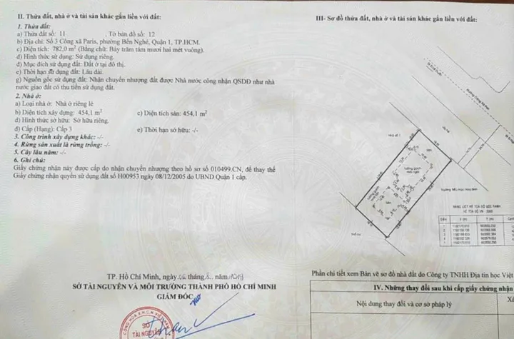 HÀNG VIP Ở VỊ TRÍ ĐẮC ĐỊA CÒN SÓT LẠI  Địa chỉ : Số 3 Công Xã Paris,  P.Bến Nghé, Q.1, TP.HCM Diện tích: 18x43.2m. DTKV: 782m