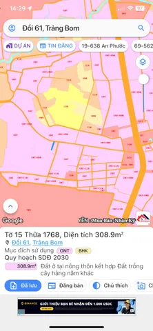 Ngộp bánđất 309m2, Có sẵn 10 phòng trọ, sẵn 100m2 thổ cư, Chỉ 1.55 tỷ.