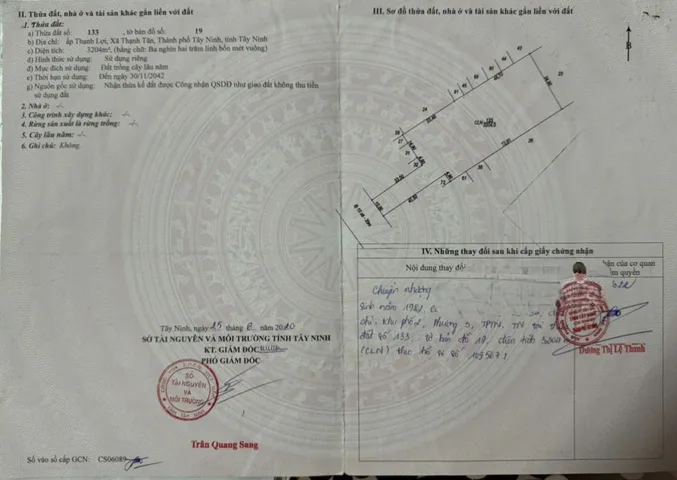 Bán đất đối diện trường học, UBND xã Thạnh Tân (đã bán)