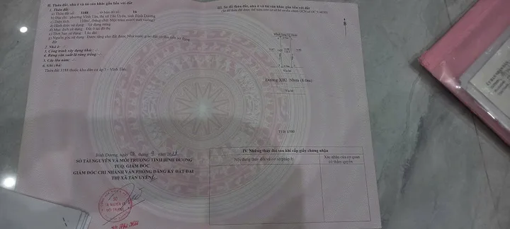 Bán lô đất khu E đường thông XB2. Vĩnh tân, Tân Uyên  5,8*19 = 110 m2 full thổ cư