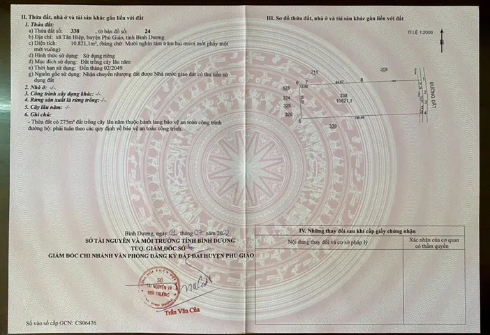Bán 4,3 ha đất Phú Giáo Bình Dương cho nhà đầu tư phân lô bán nền vv mặt tiền đường quy hoạch vành đai 6 rông 60m