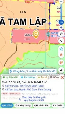 Bán đất 96842m² 115 tỷ tại Xã Tam Lập Huyện Phú Giáo