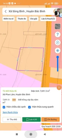 Bán đất 7691m² ngang 85m giá 6.2 tỷ tại Xã Phan Lâm Huyện Bắc Bình