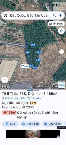 Bán đất 21384.2m² 55 tỷ tại Xã Đất Cuốc Huyện Bắc Tân Uyên