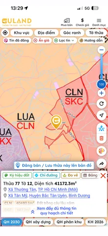 Bán đất 121134.m² 60 tỷ tại Xã Tân Mỹ Huyện Bắc Tân Uyên