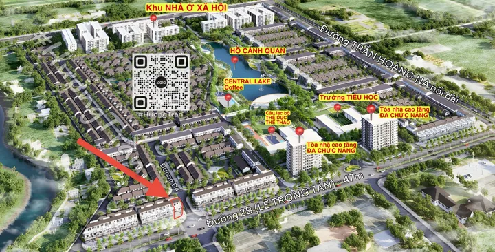 BÁN CĂN GÓC SHOPHOUSE 4 TẦNG (A1-01) trục đường 2B, MẶT TIỀN CỔNG của Khu NAM LONG 2 Central Lake
