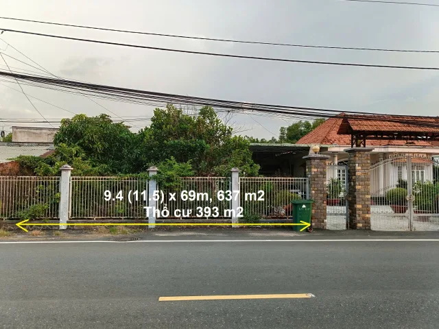 Bán 635m2 (9.4x69m, nở hậu 11.5m) đất mặt tiền Tỉnh lộ 7, gần Chợ Thái Mỹ Củ Chi, dân cư đông tiện KD