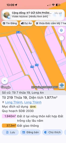 Bán đất 1977.3m² 6tỷ tại Xã Long An Huyện Long Thành