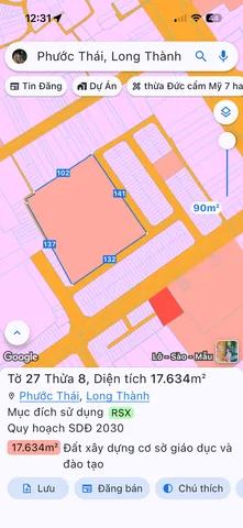 Bán đất 17634.2m² 55 tỷ tại Xã Phước Thái Huyện Long Thành