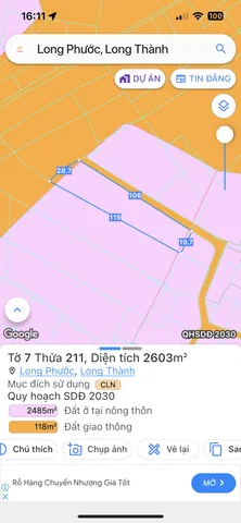 Bán đất 5642m² ngang 50m giá 84.6 tỷ tại Xã Long Phước Huyện Long Thành