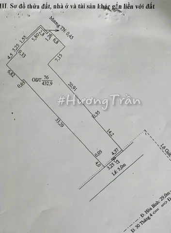 BÁN ĐẤT 423m2 ODT MẶT TIỀN ĐẠI LỘ HOÀ BÌNH (đối diện Vietcombank) và Sense City