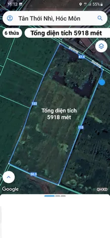 Bán đất 5868.2m² giá 11.5 tỷ tại Xã Tân Thới Nhì Huyện Hóc Môn