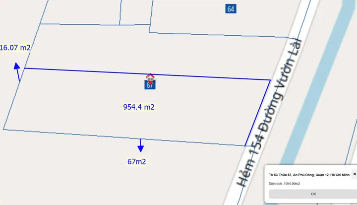 Bán đất 955m² ngang 16m giá 33 tỷ tại Phường An Phú Đông Quận 12