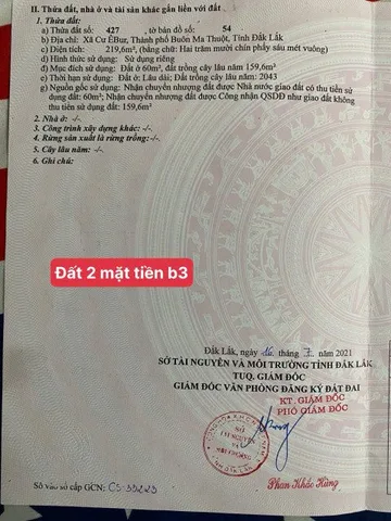 Bán đất 219.6m² ngang 10m giá 3.45 tỷ tại Xã Cư ÊBur Thành phố Buôn Ma Thuột